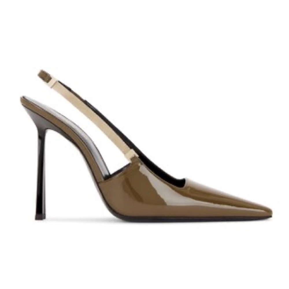 SAINT LAURENT BLAKE SLINGBACK PUMP IN AMBER GREEN